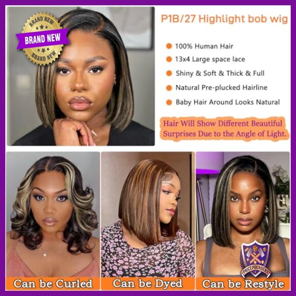 Human Hair Lace Front Bob Wig 12 Inch Pre Plucked Hairline 180 Density